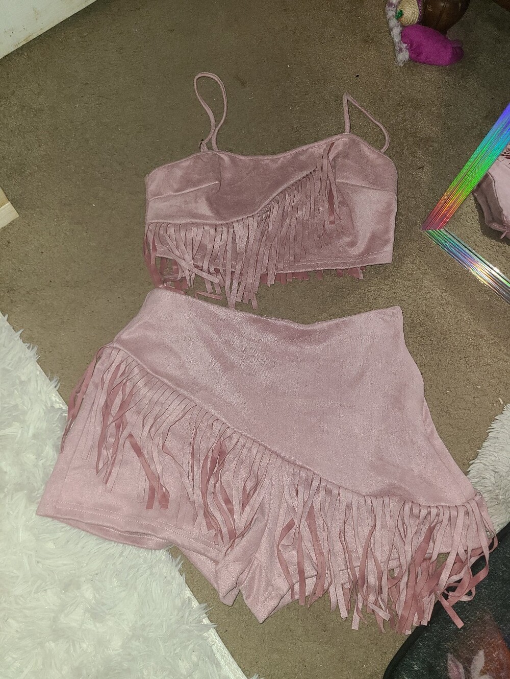 Shein Faux Suede Western Fringe 2 Piece Set